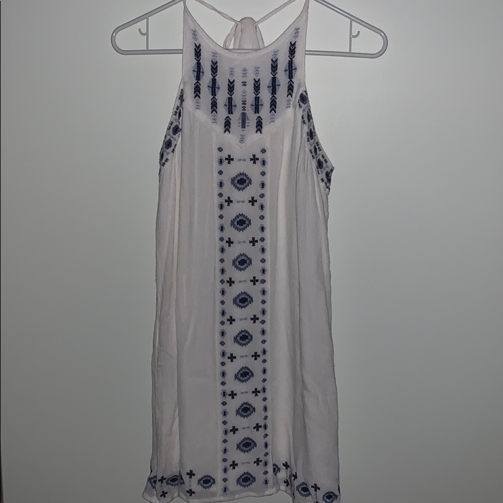 HOLLISTER white embroidered halter dress